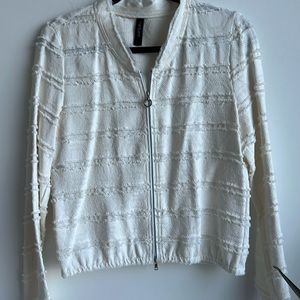 Marc Cain Bomber jacket- mixed material Jacket-OFF-WHITE- SZ8- New